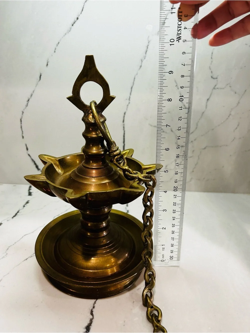 Antique-Style Brass Oil Lamp - Golden Brown Decorative Home Accent